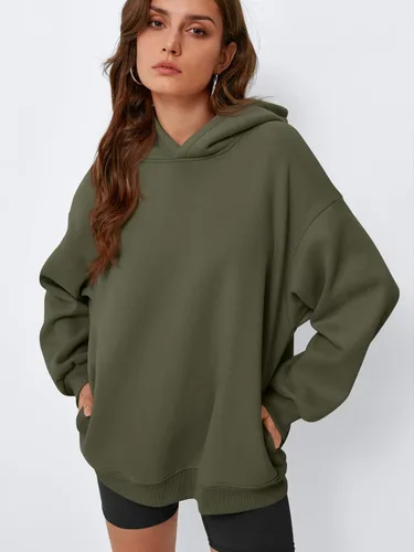 Vista 2 de EFAN Sudadera cómoda con capucha de gran tamaño para mujer Verde Armada (ArmyGreen)
