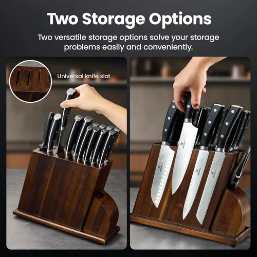 Vista 2 de Juego de cuchillos magnéticos de 15 piezas para cocina con bloque, juego de cuchillos de cocina hechos de acero inoxidable alemán de alto carbono