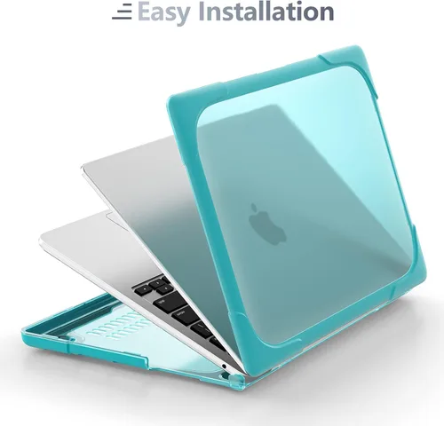 Vista 7 de Batianda Funda resistente para MacBook Air de 15 pulgadas 2026 M5 2025 M4 2024 2023 versión modelo A3448/A3241/A3114/A2941, soporte plegable Azul