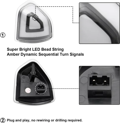 Vista 5 de Luces LED de Señal de Giro para Espejo Lateral Compatible con Ram 1500 2010-2023/para Ram 1500 Classic 2019-2022/para Ram 2500 2010-2018/para Ram