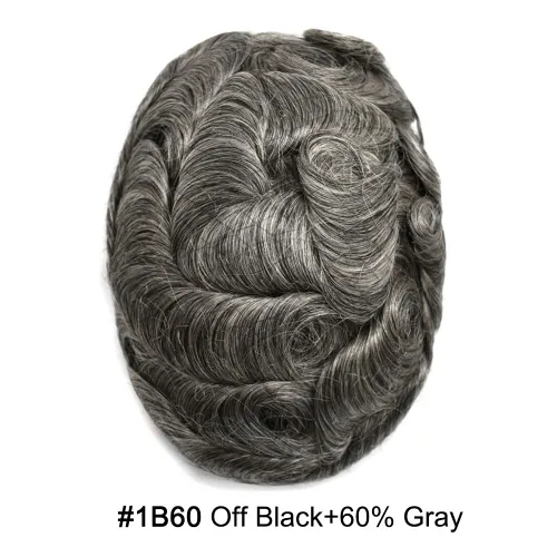 Vista 287 de Toupee para hombre 100% cabello humano real tupé para hombres 0.004 in piel de poliuretano para hombre, sistema de reemplazo de piezas de pelo