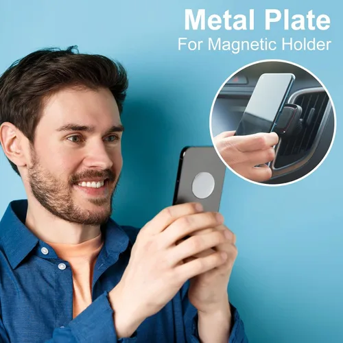 Vista 5 de 30pcs 1.575 in Universal Round Metal Phone Disk para soporte magnético del teléfono del coche, autoadhesivo, plateado