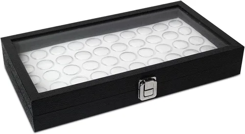 Vista 11 de MOOCA Vitrina de cristal superior de la joyería con 50 tarros de gemas