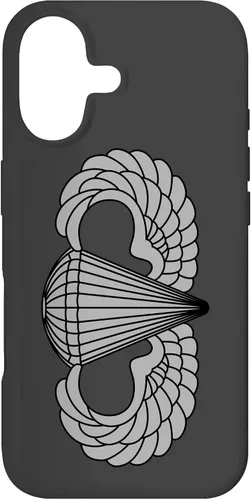 Vista 32 de Insignia básica de paracaidista para iPhone 14, alas de salto aerotransportadas, funda gris