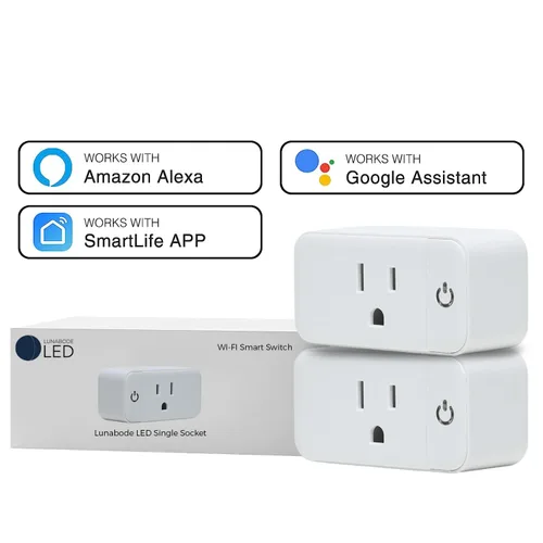 Vista 2 de Enchufe inteligente - 2 paquetes de enchufes Wi-Fi 2.4G para casa inteligente, funciona con Echo, Alexa y Google Home Enchufe inteligente