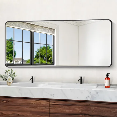 Vista 22 de DESBING 16"x20" Bathroom Mirror for Over Sink, Black Framed Wall Mirror Negro