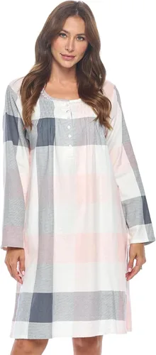 Vista 16 de Casual Nights Camisón de franela con flores de manga larga para mujer Azul