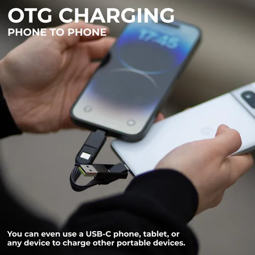 Vista 6 de Rolling Square inCharge X - Cable de carga USB C, cable Lightning para smartphone, cargador de cable universal 6 en 1, enchufe USB, negro, 100 W