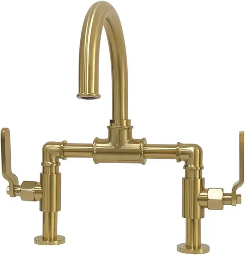 Vista 14 de Kingston Brass KS2173KL Whitaker - Grifo de baño de estilo industrial con drenaje emergente, latón antiguo