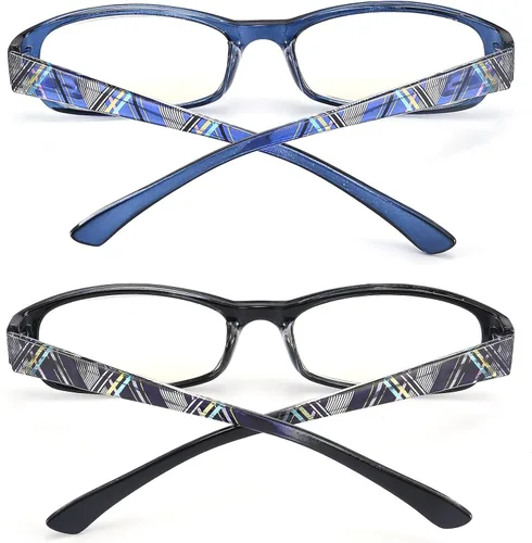 Vista 8 de Gafas de Bloqueo de Luz Azul para Mujeres - 2 Pares Lentes de Computadora Ligeros Anti-reflejos de Pantalla Azul Gafas de Calidad Azul/Negro