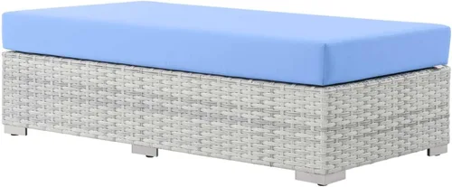 Vista 34 de Modway Convene - Otomana rectangular de mimbre para patio al aire libre, color gris claro