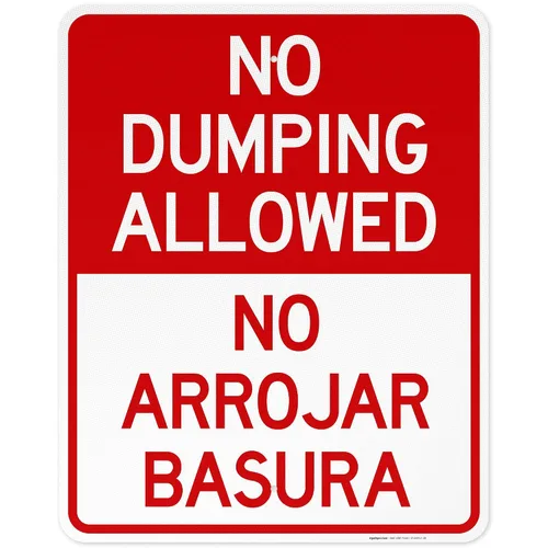 Vista 14 de No se permite el dumping No Arrojar Basura Bilingüe Sign, 10 x 7 pulgadas, aluminio 040 libre de óxido, fabricado en Estados Unidos por Sigo Signs