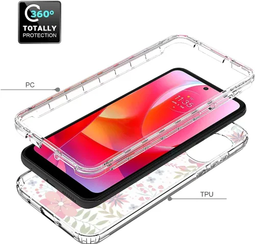 Vista 3 de Funda para Moto G Power 2022 (no compatible con 2021) con protector de pantalla de vidrio templado, cuerpo completo, a prueba de golpes
