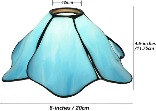 Vista 3 de Bieye TS0101 - Pantalla de lámpara de estilo Tiffany con vitral floral (42mm de abertura, azul)