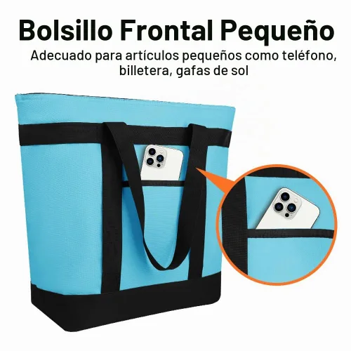 Vista 7 de Bolsa tote reutilizable aislada para compras de comestibles para mujeres/hombres, bolsa de entrega de pizza/comida para mantener los alimentos Azul