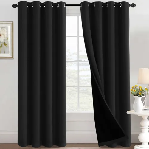Vista 23 de H.VERSAILTEX Cortinas 100% de opacidad con aislamiento térmico, cortinas opacas completas para sala de estar, cortinas de ventana de eficiencia