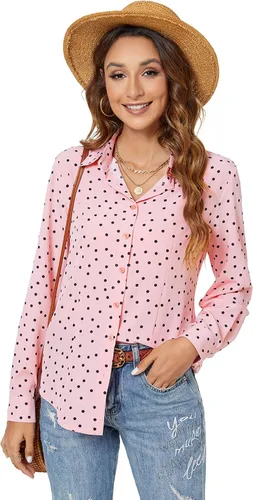 Vista 33 de Atnlewhi - Camisa de trabajo clásica con botones, manga larga, elástica, formal y casual para mujer