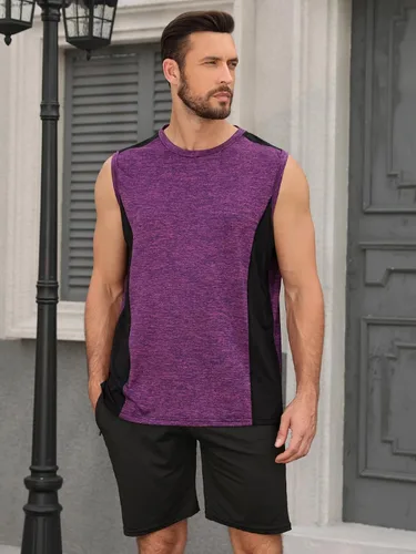 Vista 5 de AMVELOP Paquete de 4 camisetas sin mangas de entrenamiento para hombre, de secado rápido, para gimnasio
