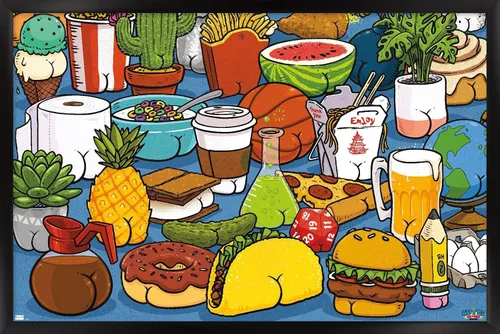 Vista 8 de Trends International Brian Cook: Butts on Things - Póster de pared de alimentos, 22.4 pulgadas de largo x 14.7 pulgadas, versión enmarcada de madera