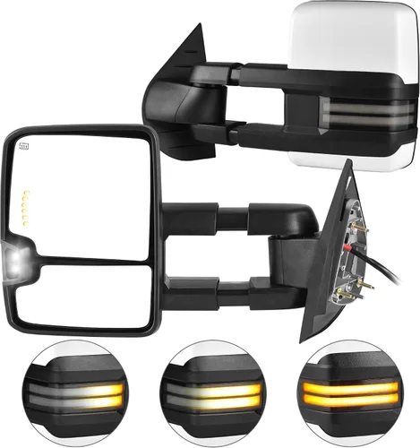 Vista 26 de AUTOSAVER88 Espejos de remolque compatibles con Chevy Silverado GMC Sierra 2007-2014, juego de espejos de remolque con calefacción eléctrica