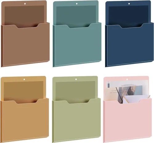 Vista 7 de Fuutreo Organizador magnético de archivos de pared, 6 unidades, soporte magnético para archivos de pared, frigorífico, revistas, papel para cartas