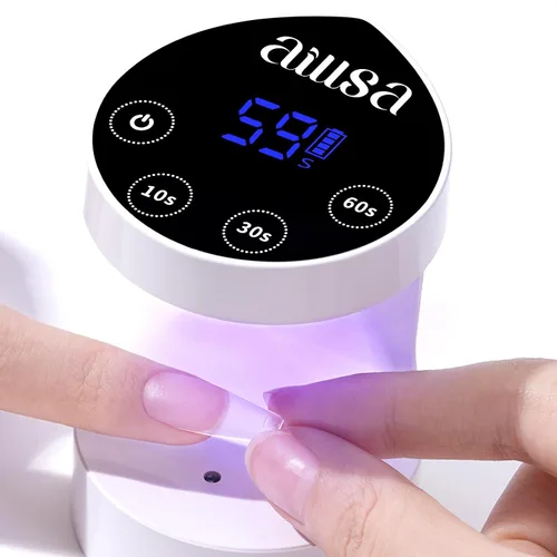 Vista 9 de AILLSA Mini luz UV para uñas, lámpara LED de mano para uñas, pequeña lámpara de uñas de gel, portátil, de secado rápido, inalámbrica para regalo