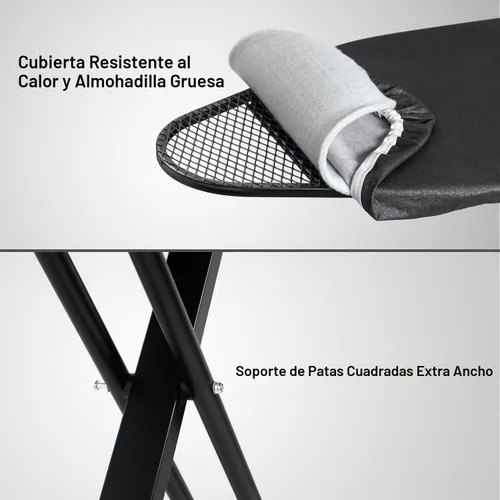 Vista 4 de Duwee Tabla de planchar de 17 x 46 pulgadas, tamaño completo, tabla de planchar de lujo con soporte para plancha de vapor, cubierta resistente al