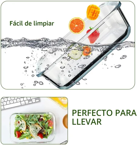 Vista 5 de M MCIRCO [Paquete de 8, 30 onzas] Recipientes de vidrio para preparación de comidas, recipientes de almacenamiento de alimentos de vidrio
