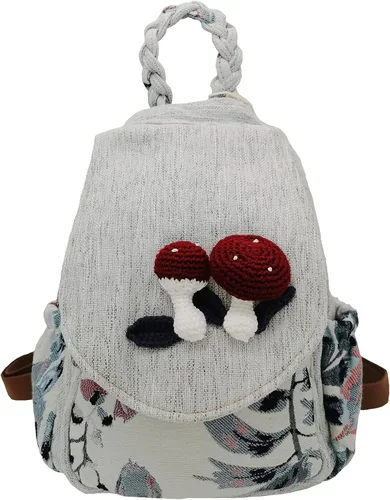 Vista 33 de HUANGGUOSHU Mochila de algodón tejida de algodón bohemio con bordado de lona estilo bohemio con múltiples bolsillos retro linda mochila cartera
