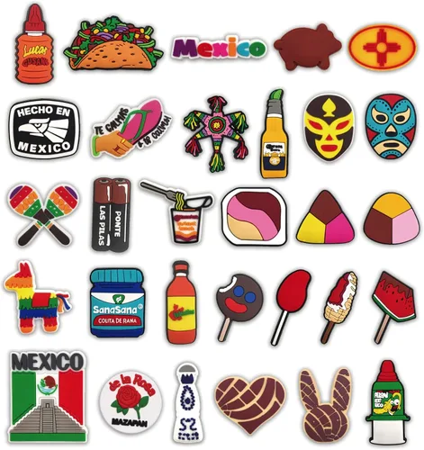 Vista 2 de yiagofy 30 dijes para zapatos de México para hombres y mujeres decoración de zapatos regalos de fiesta pulseras para adultos recuerdos de fiesta
