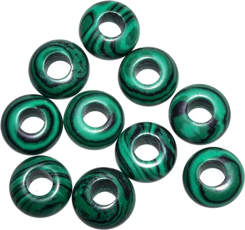 Vista 25 de Cuentas de piedra natural de agujero grande (0.23 a 0.236 pulgadas) pulidas Rondelle cuentas de piedras preciosas europeas para pulseras de dijes