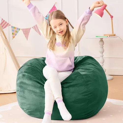 Vista 20 de Puf para niños – Silla redonda de espuma viscoelástica de 2.5 pies – Sofá puff para niños y adolescentes con funda de microfibra suave – Sofá