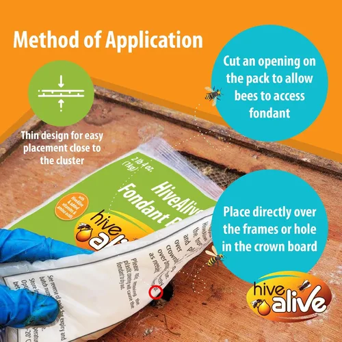 Vista 3 de HIVE ALIVE Fondant de alimento para abejas para alimentación de invierno, primavera y otoño, 2.2 libras x 15 unidades Paquete de 15 unidades de 2.2