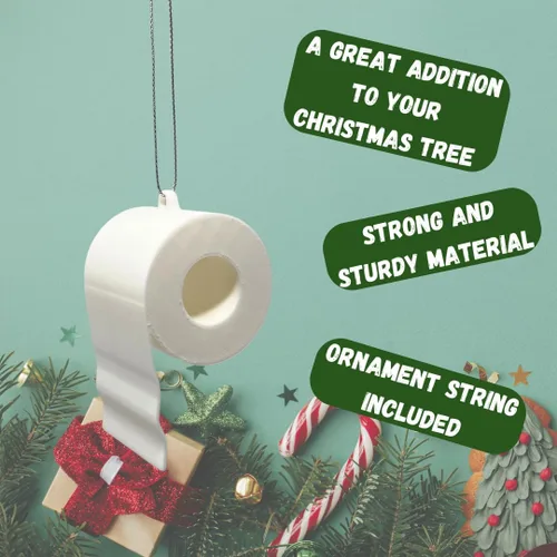 Vista 3 de Adorno de Navidad de papel higiénico, divertido adorno de Navidad, perfecto para Papá Noel sucio o regalo de broma (papel higiénico)