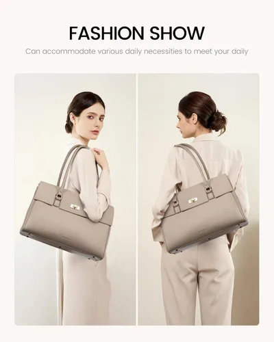 Vista 7 de LOVEVOOK Bolso de Mensajero para Computador Portátil para Mujeres, Bolso de Hombro Cruzado para Computador y Negocios, Profesional, Bolso de Mano