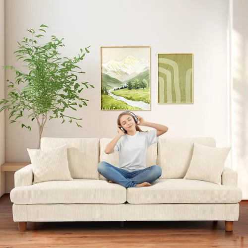 Vista 22 de Sofá de 70 pulgadas de terciopelo, Kidirect, sin necesidad de herramientas para el montaje, cómodos sofás para sala de estar con asientos 21