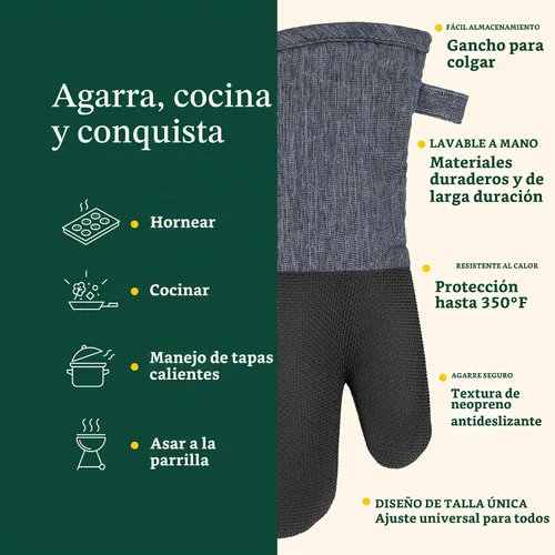 Vista 5 de Cuisinart Chambray - Guantes para horno de cocina, resistentes al calor Carbón