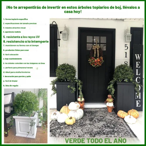 Vista 5 de ALL SEASON GREEN Juego de 2 plantas artificiales de boj de 2 pies de altura y 18 pulgadas de ancho, plantas topiarias artificiales en maceta