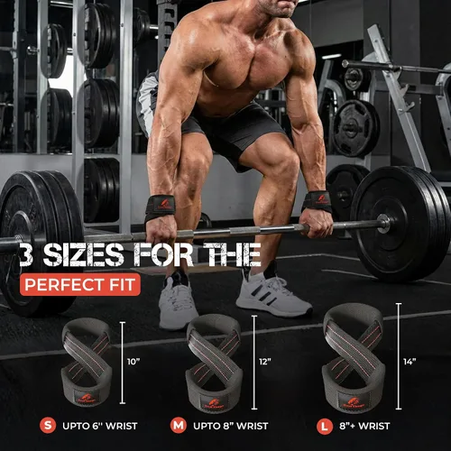 Vista 2 de Figura 8 Correa de elevación acolchada correas de levantamiento de peso muerto resistentes Correas de levantamiento de pesas Strongman Axle Bar