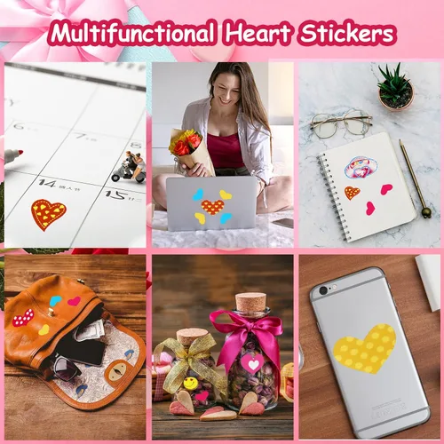 Vista 7 de 80 hojas de calcomanías de San Valentín para niños, calcomanías decorativas de corazón para sobres, tarjetas, manualidades, álbumes de recortes