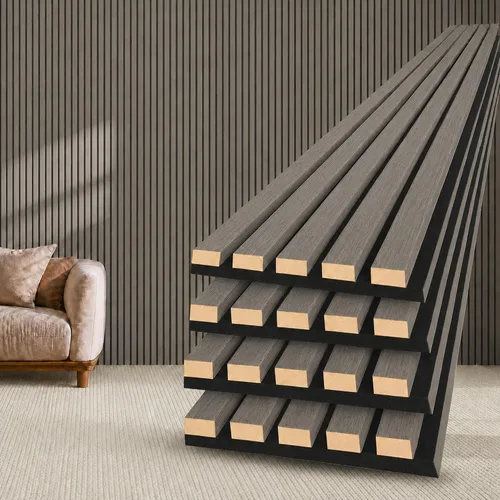 Vista 13 de Paneles de pared de listones de madera acústica insonorizados Nogal