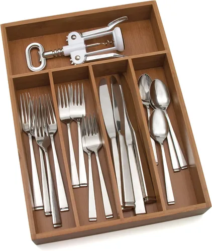 Vista 2 de Lipper International - Bandeja de bambú para cubiertos (10.25 x 14.0 pulgadas)