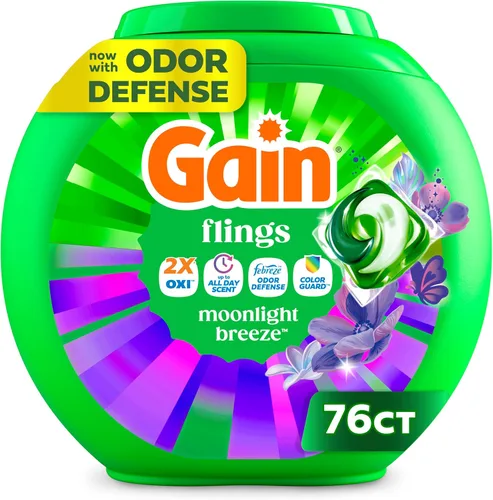 Vista 16 de Gain Flings - Paquete de detergente para ropa, 42 unidades, aroma Moonlight Breeze, paquetes de detergente HE 3 en 1 con Oxi Boost y Febreeze