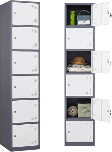 Vista 8 de Letaya Taquillas de metal para empleados, gabinete de almacenamiento de 71 pulgadas con cerradura, armario de almacenamiento de acero para gimnasio