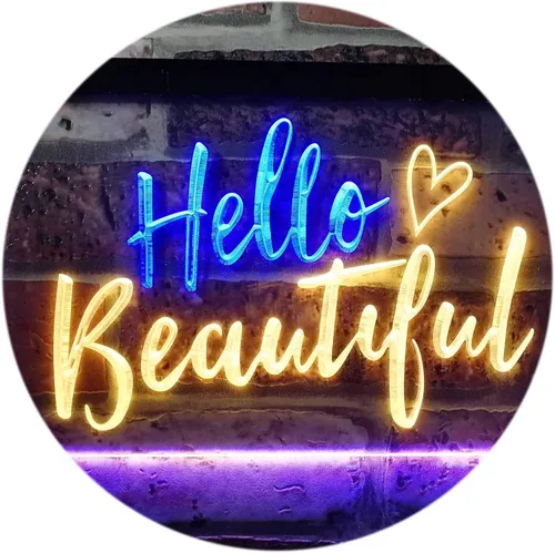 Vista 13 de ADVPRO Hello Beautiful Battling Cancers Support - Letrero de neón LED de doble color, azul y rojo, 12 x 8.5 pulgadas, st6s32-i1177-br azul y Red