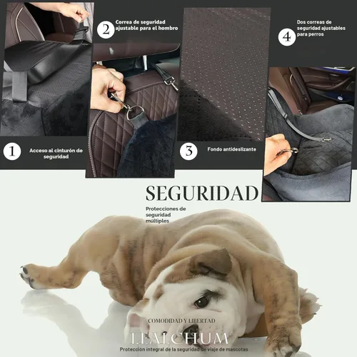Vista 3 de Lealchum Asiento elevador de automóvil para perro, tela ultrasuave y relleno de espuma viscoelástica, cojín elevado, 3 correas y canal para cinturón