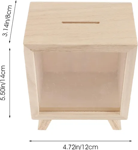 Vista 7 de Alcancía de madera transparente para adultos, dinero en efectivo, monedas, caja de ahorro de dinero transparente para niños y niñas, caja irrompible