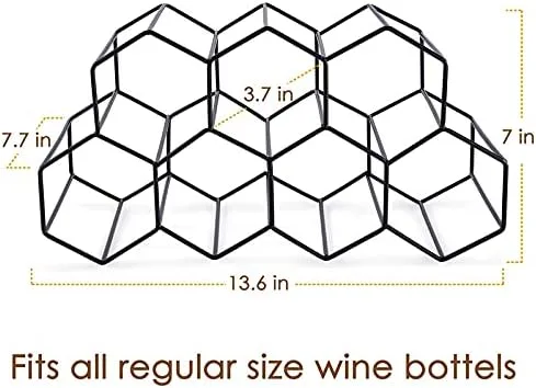 Vista 6 de Fomanish - Soporte para 7 botellas, estante de vino independiente, moderno soporte de mesa de metal para cocina y bodega
