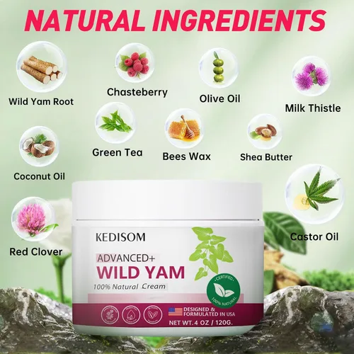 Vista 3 de Crema de ñame silvestre para rejuvenecimiento de la piel, fórmula natural con raíz de ñame silvestre, crema orgánica de ñame silvestre para suavizar