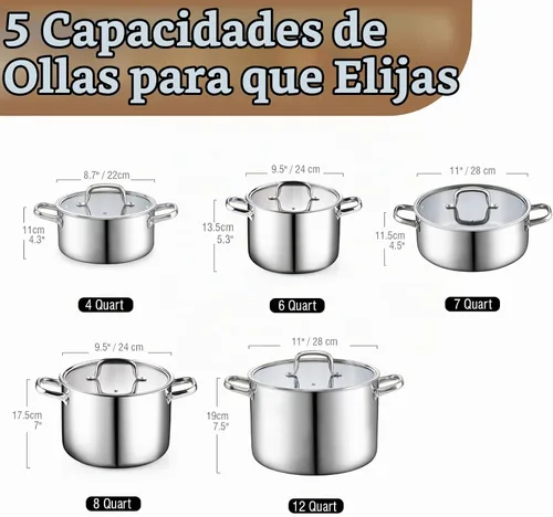 Vista 2 de Cook N Home Olla de acero inoxidable revestido de tres capas de 4 cuartos